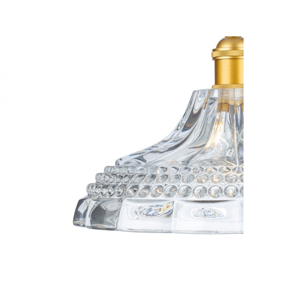 Wiltshire Large Ceiling Pendant Light In Satin Gold With Clear Decorative Glass 2905GO