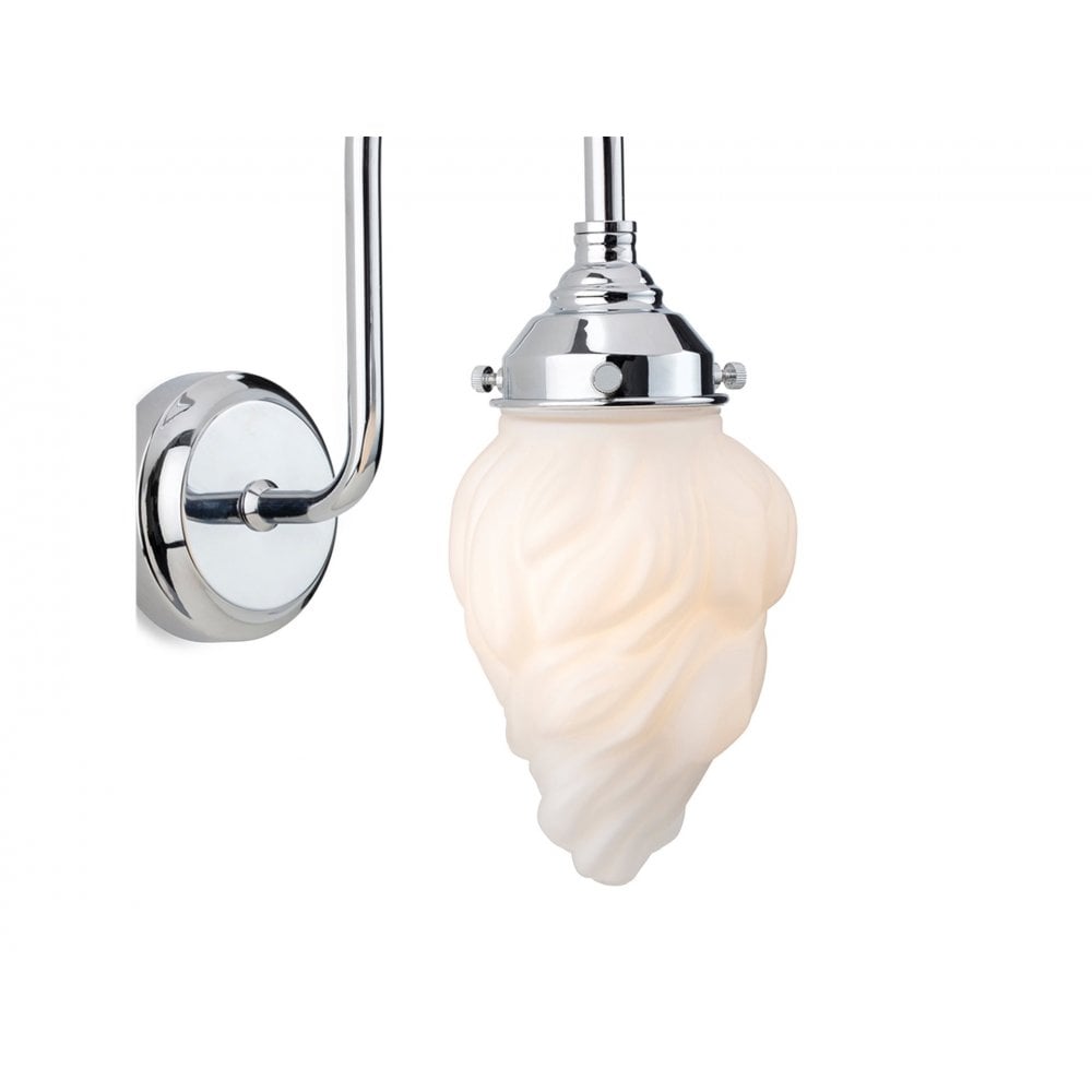 Flame Swan Neck Wall Light In Chrome Finish With Opal Flame Glass IP44 2899CH