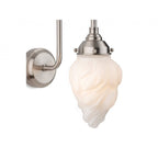 Flame Swan Neck Wall Light In Brushed Steel Finish With Opal Flame Glass IP44 2899BS