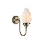 Flame Swan Neck Wall Light In Antique Brass Finish With Opal Flame Glass IP44 2899AB