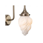 Flame Swan Neck Wall Light In Antique Brass Finish With Opal Flame Glass IP44 2899AB