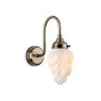 Flame Swan Neck Wall Light In Antique Brass Finish With Opal Flame Glass IP44 2899AB