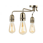 Leon Retro 5 Light Flush Ceiling Light In Antique Brass Finish 2884AB