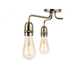 Leon Retro 3 Light Flush Ceiling Light In Antique Brass Finish 2883AB