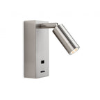 Cliffton Directional LED Reading Wall Light In Brushed Steel Finish With USB Port 2896BS