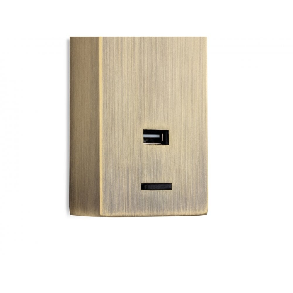 Clifton Flexible LED Reading Wall Light In Antique Brass Finish With USB Port 2895AB