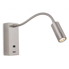 Cliffton Flexible LED Reading Wall Light In Brushed Steel Finish With USB Port 2895BS