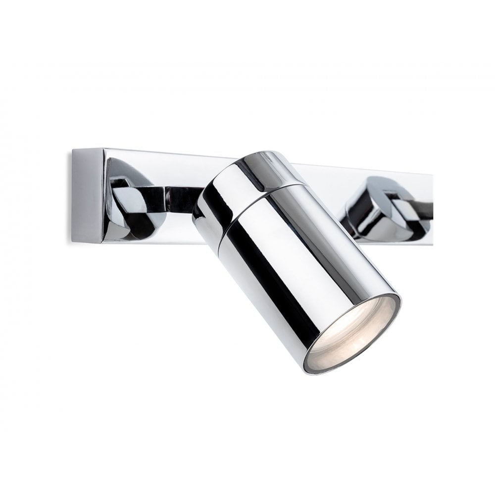 Pinnacle Modern 2 Light Switched Wall Spotlight In Chrome Finish IP44 2892CH