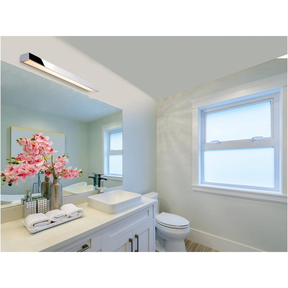 Zulu Square Edge LED Wall Light In Chrome Finish IP44 60 cm 2866CH