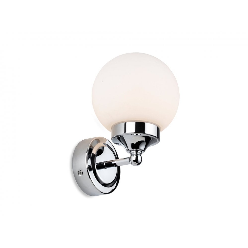 Louis Contemporary Bathroom Wall Light In Chrome Finish With Opal Glass IP44 2872CH