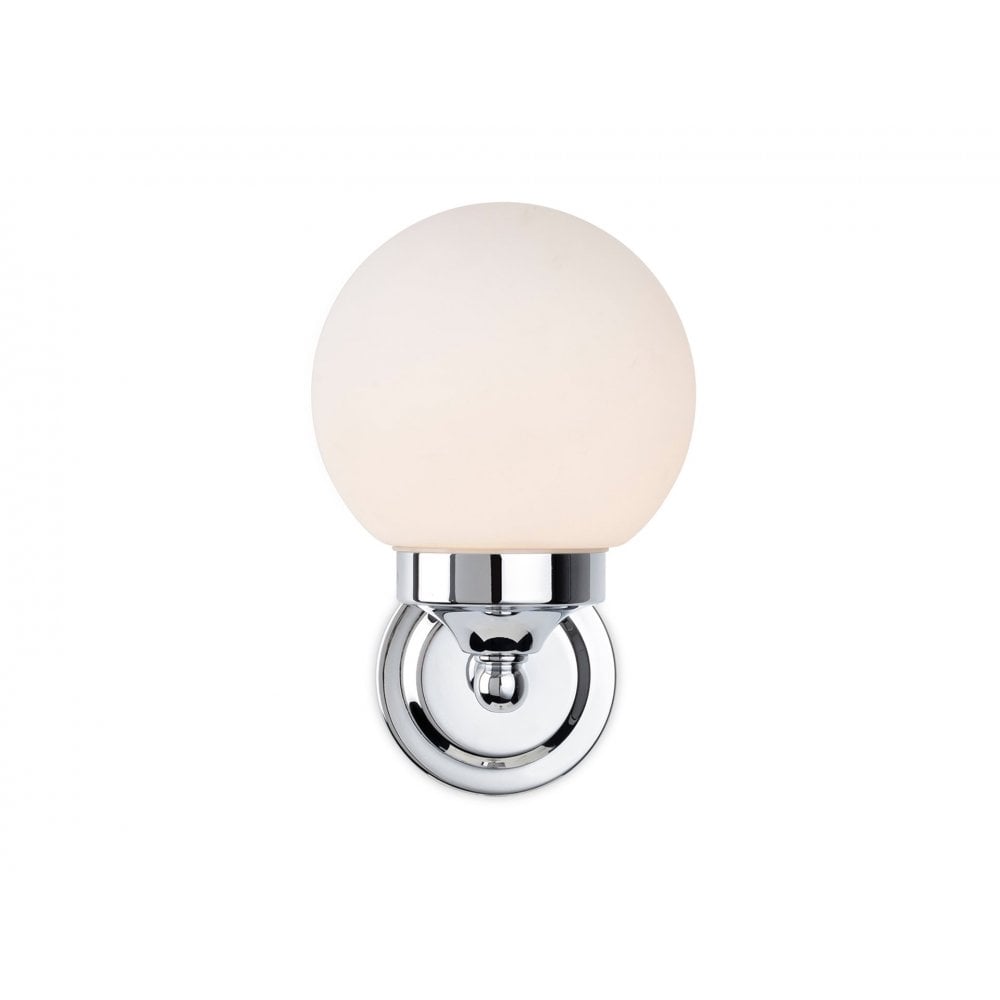 Louis Contemporary Bathroom Wall Light In Chrome Finish With Opal Glass IP44 2872CH