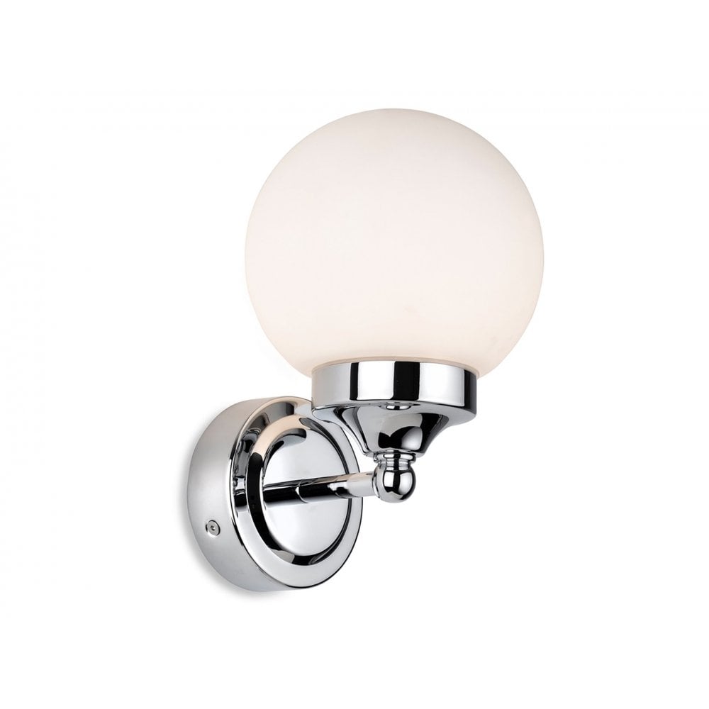 Louis Contemporary Bathroom Wall Light In Chrome Finish With Opal Glass IP44 2872CH