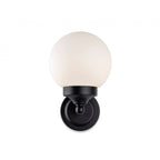 Louis Contemporary Bathroom Wall Light In Black Finish With Opal Glass IP44 2872BK