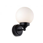 Louis Contemporary Bathroom Wall Light In Black Finish With Opal Glass IP44 2872BK