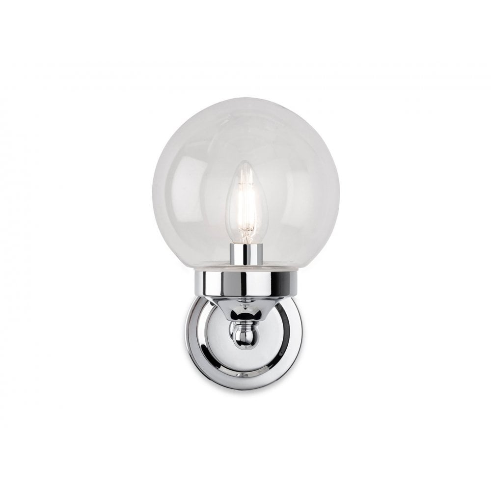 Oscar Contemporary Wall Light In Chrome Finish With Clear Glass IP44 2873CH