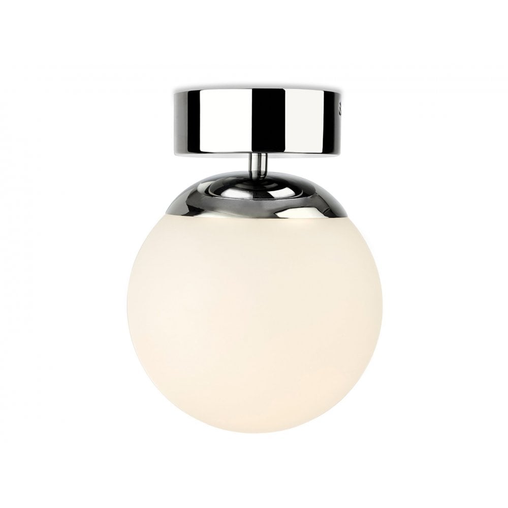 Brook Bathroom LED Flush Ceiling Light In Chrome Finish With Opal Glass IP44 2874CH