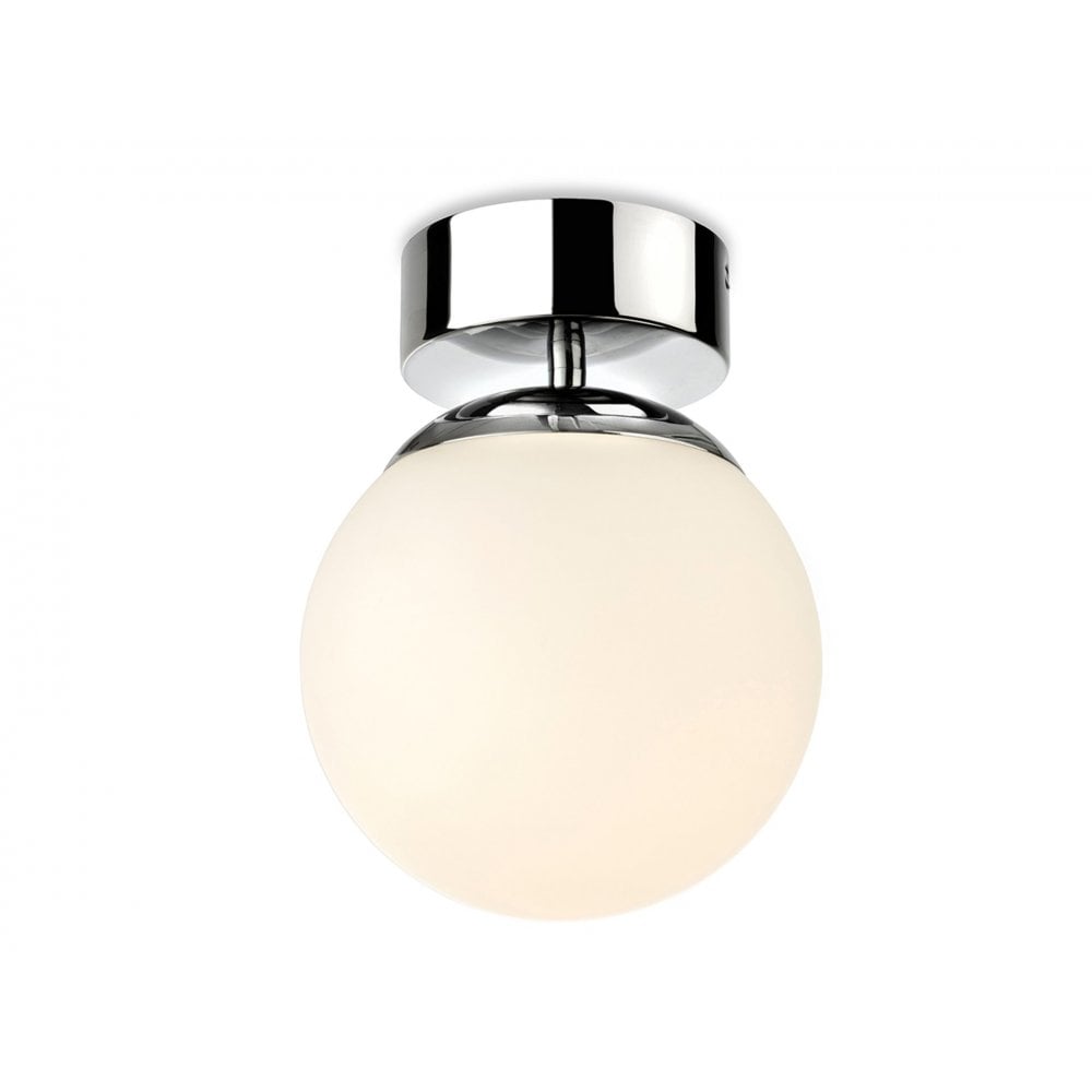Brook Bathroom LED Flush Ceiling Light In Chrome Finish With Opal Glass IP44 2874CH