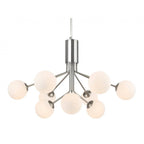 Montana Modern 9 Light Ceiling Pendant Light In Brushed Steel With Opal Glass Shade 2890BS