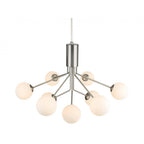 Montana Modern 9 Light Ceiling Pendant Light In Brushed Steel With Opal Glass Shade 2890BS