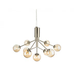 Montana Modern 9 Light Ceiling Pendant Light In Antique Brass With Amber Glass Shade 2890AB
