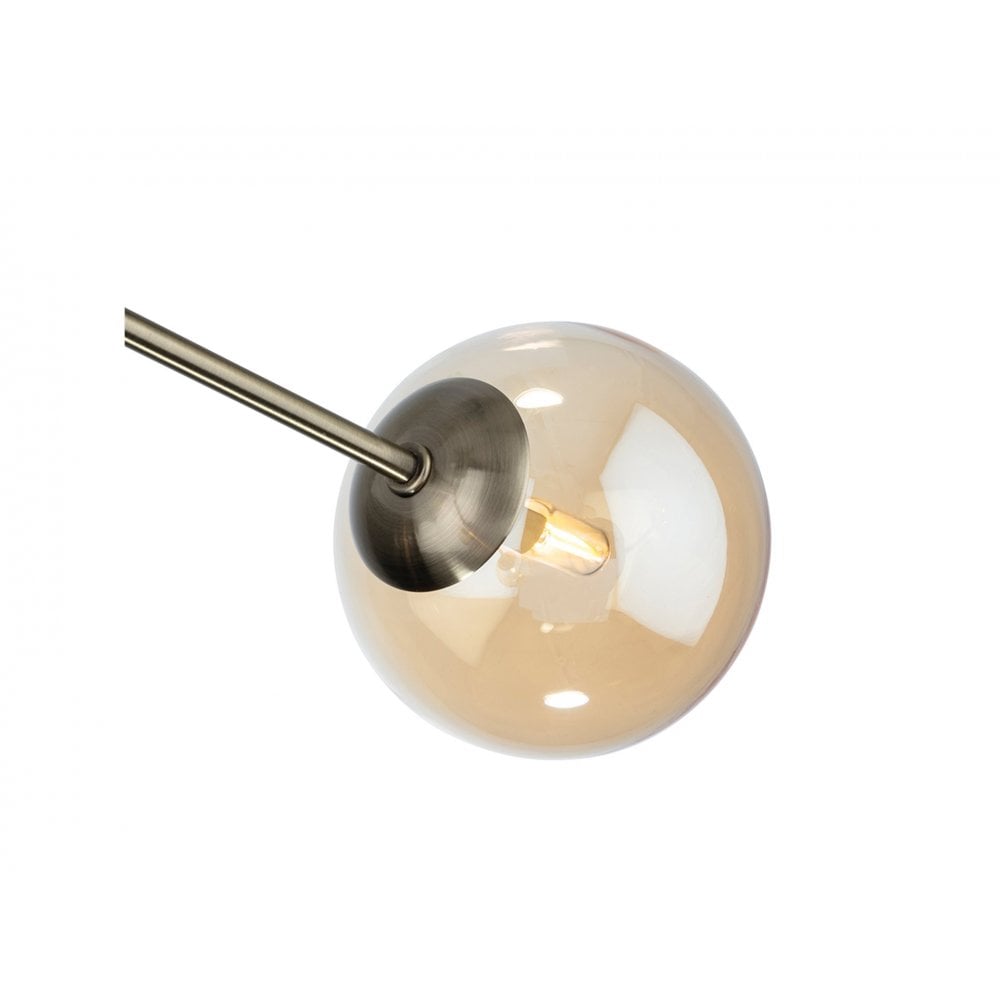 Montana Modern 9 Light Ceiling Pendant Light In Antique Brass With Amber Glass Shade 2890AB