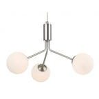 Montana Modern 3 Light Ceiling Pendant Light In Brushed Steel With Opal Glass Shade 2888BS