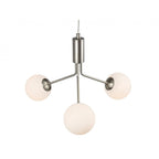 Montana Modern 3 Light Ceiling Pendant Light In Brushed Steel With Opal Glass Shade 2888BS