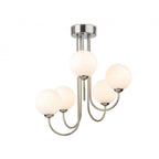 Lyndon Elegant 5 Light Flush Ceiling Light In Brushed Steel With Opal Glass 2887BS