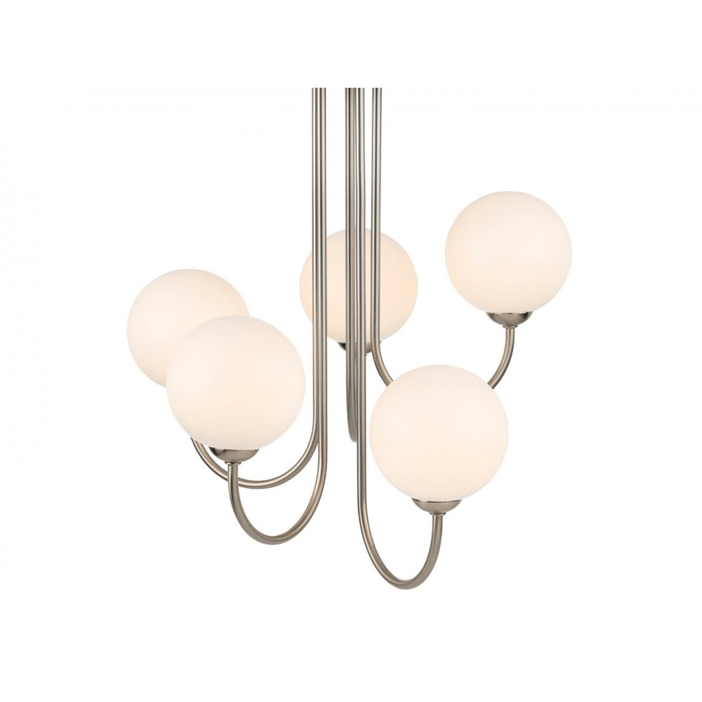 Lyndon Elegant 5 Light Flush Ceiling Light In Brushed Steel With Opal Glass 2887BS