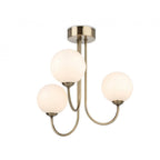 Lyndon Elegant 3 Light Flush Ceiling Light In Antique Brass With Opal Glass 2886AB