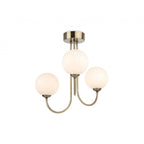Lyndon Elegant 3 Light Flush Ceiling Light In Antique Brass With Opal Glass 2886AB