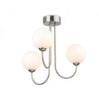 Lyndon Elegant 3 Light Flush Ceiling Light In Brushed Steel With Opal Glass 2886BS