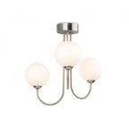 Lyndon Elegant 3 Light Flush Ceiling Light In Brushed Steel With Opal Glass 2886BS