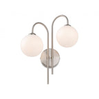 Lyndon Elegant 2 Light Wall Light In Brushed Steel With Opal Glass 2885BS