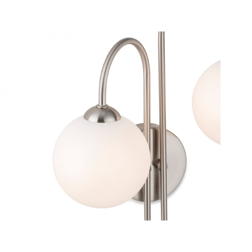 Lyndon Elegant 2 Light Wall Light In Brushed Steel With Opal Glass 2885BS