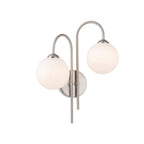 Lyndon Elegant 2 Light Wall Light In Brushed Steel With Opal Glass 2885BS