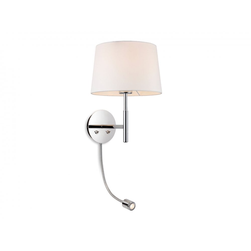 Seymour Contemporary 2 Light Wall Light In Chrome Finish With Cream Shade 2880CH