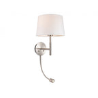 Seymour Contemporary 2 Light Wall Light In Brushed Steel Finish With Cream Shade 2880BS