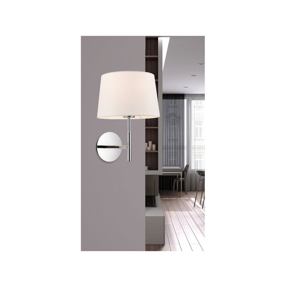 Seymour Contemporary Wall Light In Chrome Finish With Cream Shade 2879CH