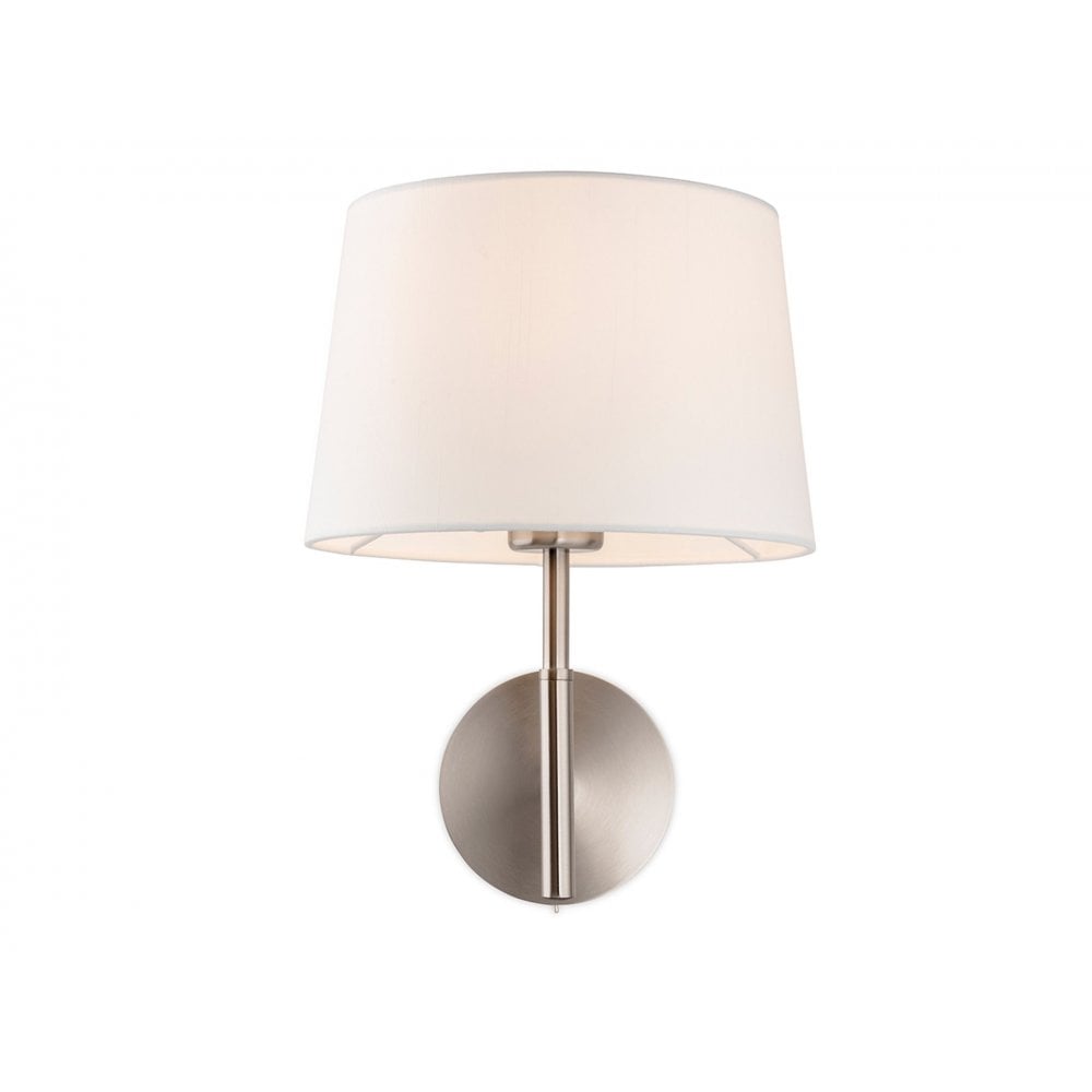 Seymour Contemporary Wall Light In Brushed Steel Finish With Cream Shade 2879BS