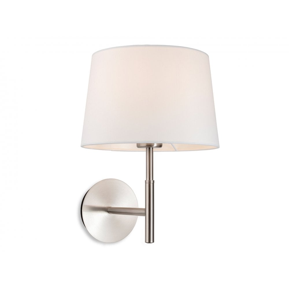 Seymour Contemporary Wall Light In Brushed Steel Finish With Cream Shade 2879BS