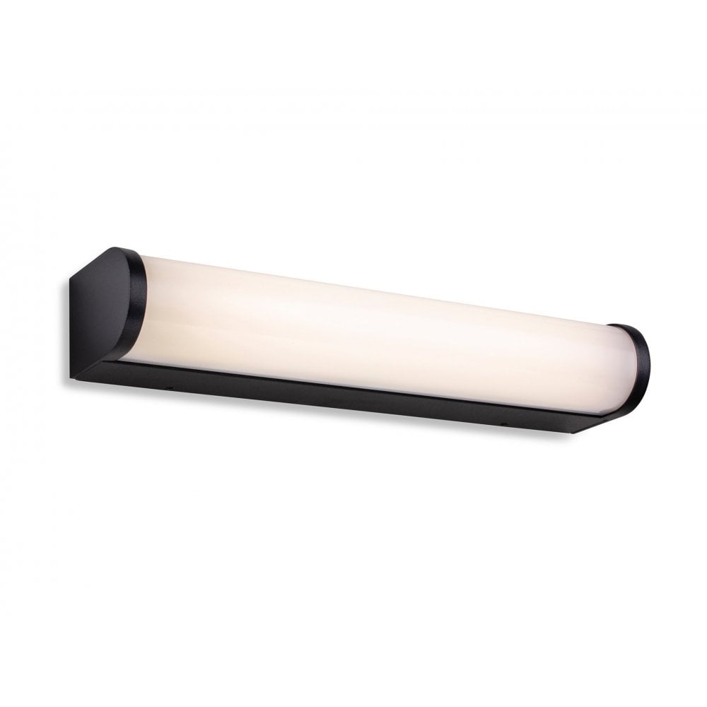 Bravo Sleek LED Wall Light In Black Finish With Opal Diffuser IP44 30 cm 2867BK