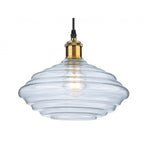 Logan Retro Large Ceiling Pendant Light In Antique Brass With Clear Glass 2858AB