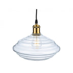 Logan Retro Large Ceiling Pendant Light In Antique Brass With Clear Glass 2858AB