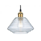 Logan Retro Small Ceiling Pendant Light In Antique Brass With Clear Glass 2857AB