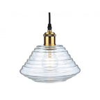 Logan Retro Small Ceiling Pendant Light In Antique Brass With Clear Glass 2857AB