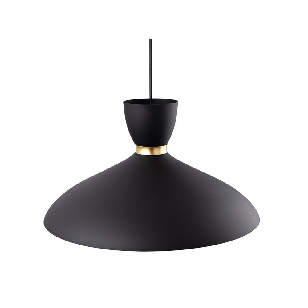 Ellis Spun Ceiling Pendant Light In Black And Matt Gold Finish 2851BK