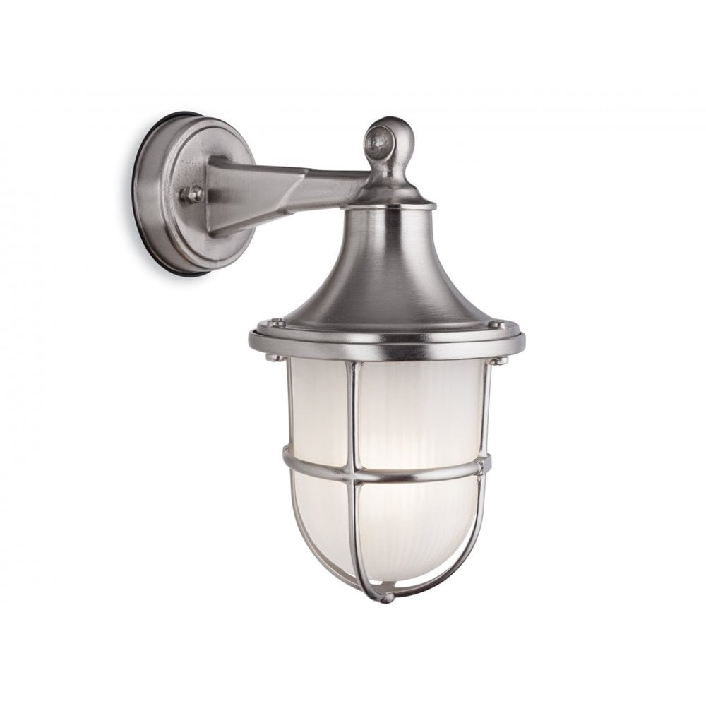 Nautic Outdoor Solid Brass Wall Light In Nickel Finish With Frosted Glass IP64 2838NC