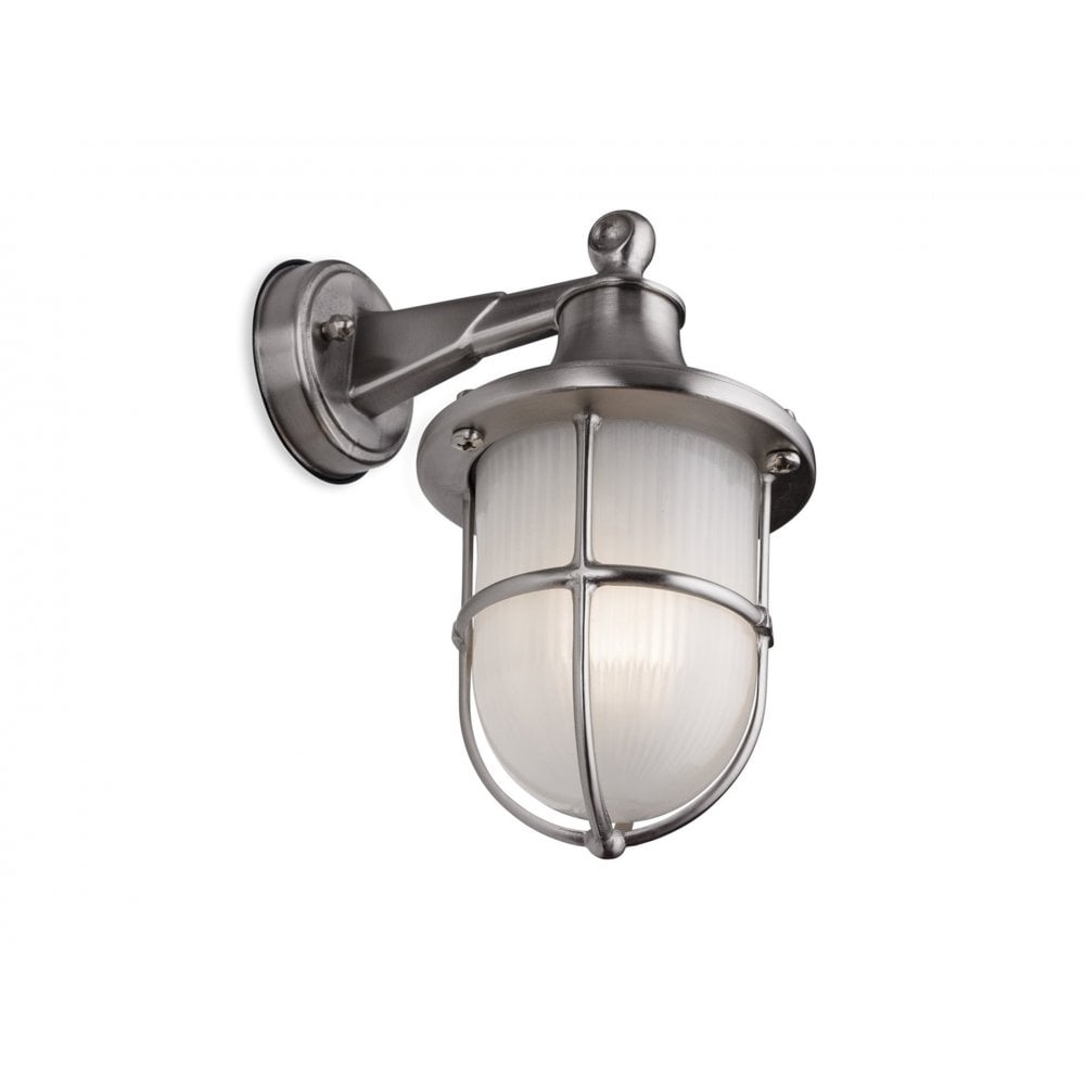 Nautic Outdoor Solid Brass Wall Light In Nickel Finish With Frosted Glass IP64 2838NC