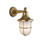 Nautic Outdoor Solid Brass Wall Light In Brass Finish With Frosted Glass IP64 2838BR